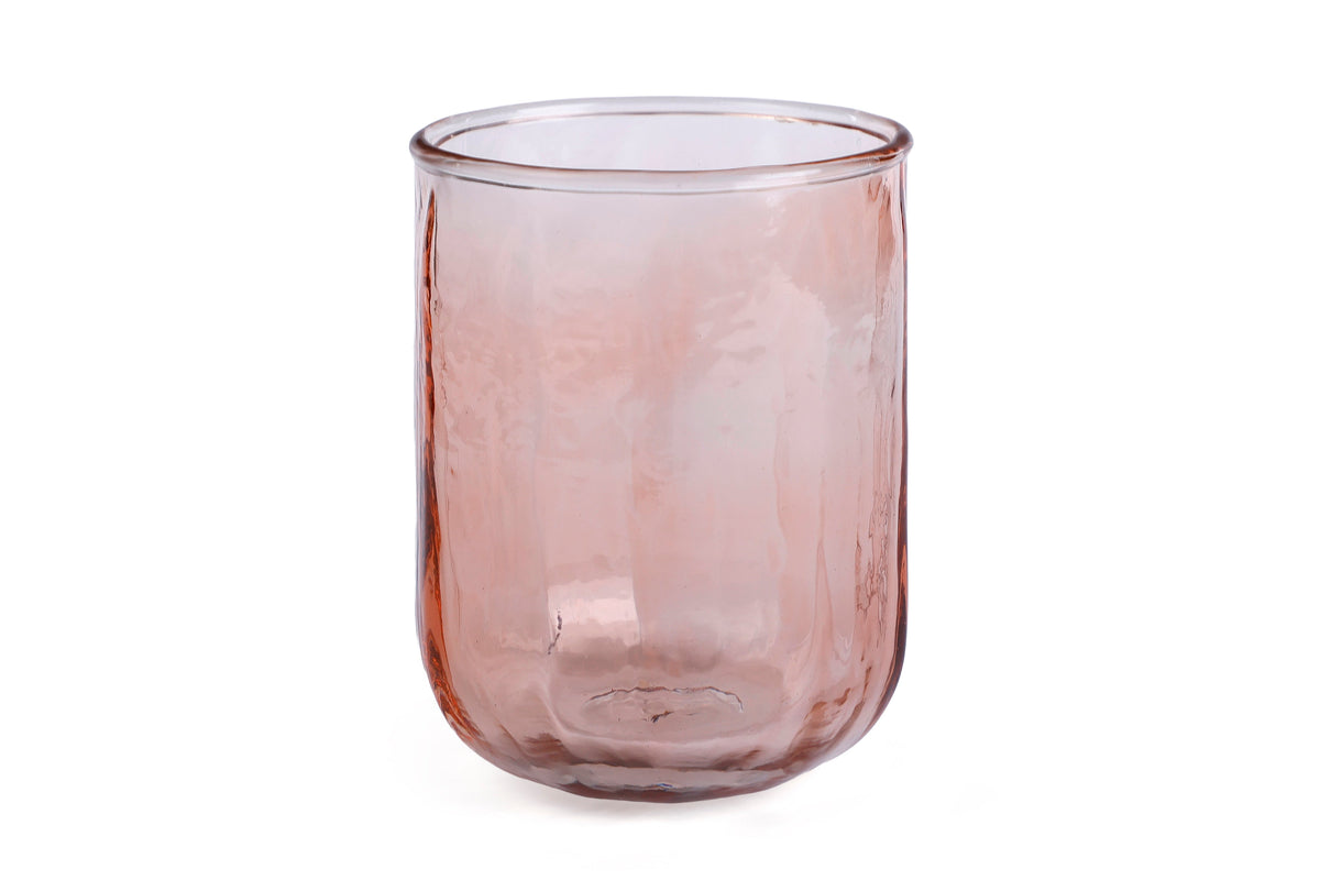 Hammered Water Glass , Pink - 4 X 3 Inches