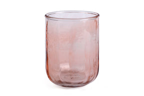 Hammered Water Glass , Pink - 4 X 3 Inches