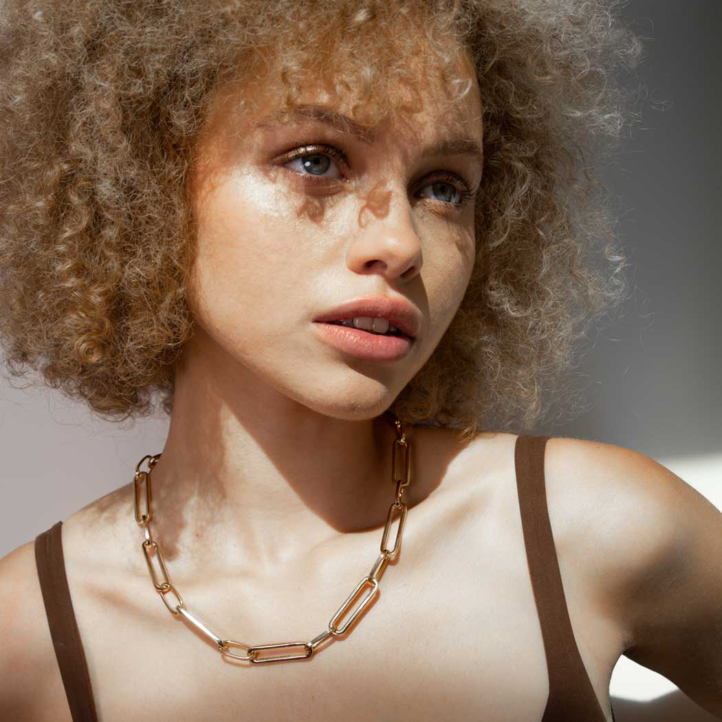 Paperclip Gold Chain Necklace Bracelet Set