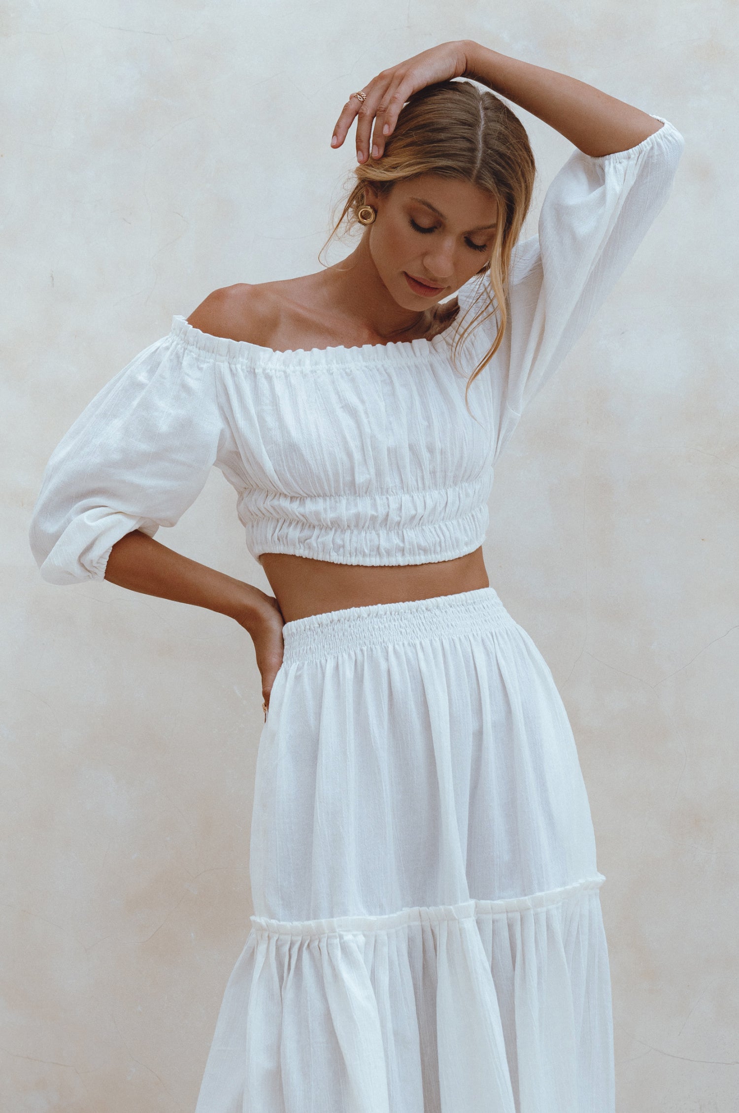 Annabelle Linen Cropped Top - White