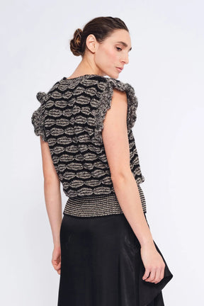 Beca Crochet Sleeve Alpaca Vest