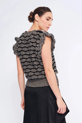Beca Crochet Sleeve Alpaca Vest