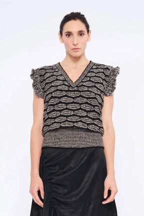 Beca Crochet Sleeve Alpaca Vest