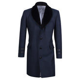 Coat with plush collar and leather details
