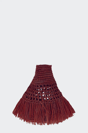 Paola Toquilla Straw Clutch Burgundy