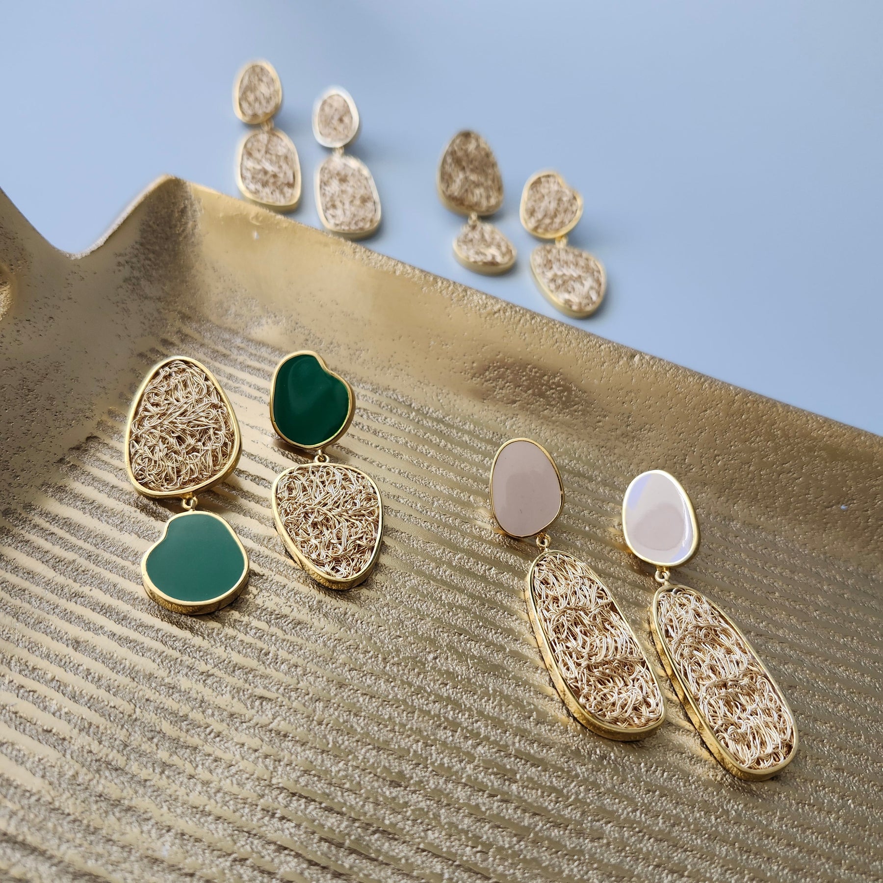 Elegant Asymmetrical Gold Drop Earrings