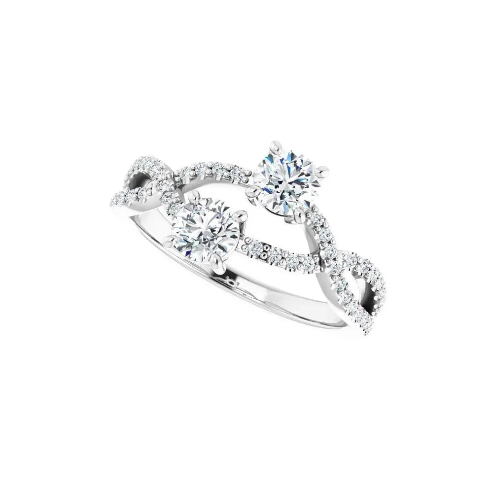 3/4 CT Natural Diamond Two-Stone Ring in 14K Gold