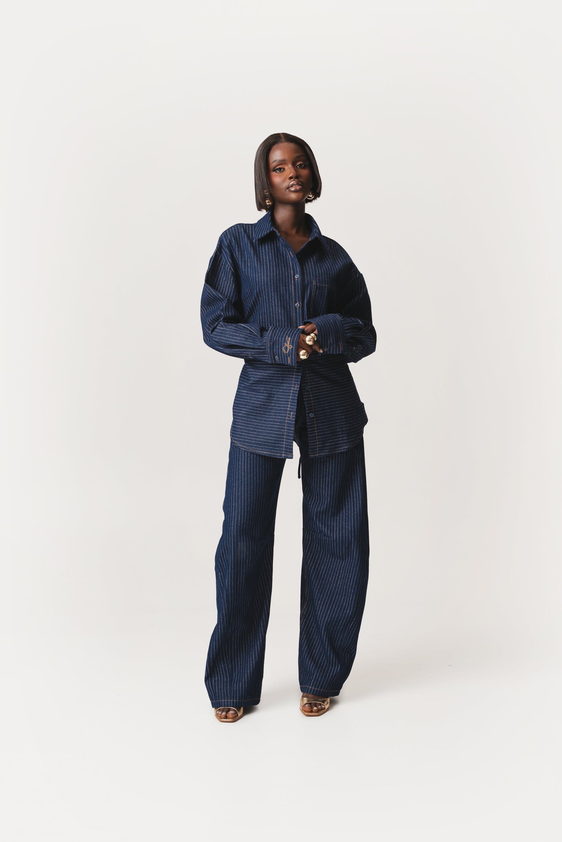 Denim Pinstripe TIA Button Up Shirt