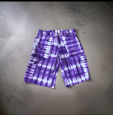 Light Purple Striped Tie Die Cargo Shorts