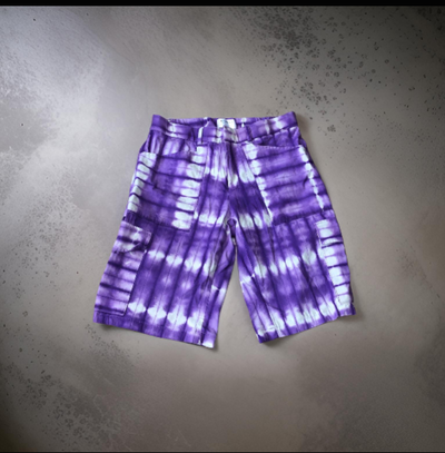Light Purple Striped Tie Die Cargo Shorts