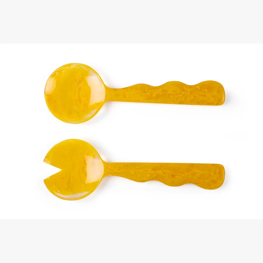 Resin Salad Server- Pink , Yellow  (Set of 2), 12.40 x 3.93 Inches