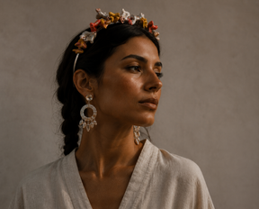 "Abstract Flora" Steel and Pastel Ceramic Tiara