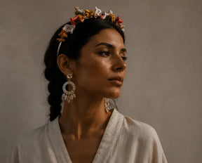 "Abstract Flora" Steel and Pastel Ceramic Tiara