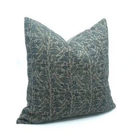 Floral Block Print Thick Linen Home Pillow Cover - Manjusha