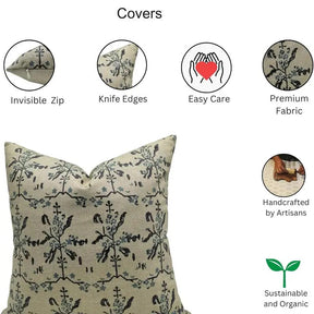 Indian Block Print Linen Blend Cushion Cover - Nakshatra