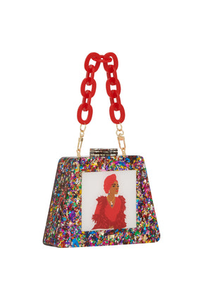 Ade - Acrylic Triangular Box Clutch w/strap