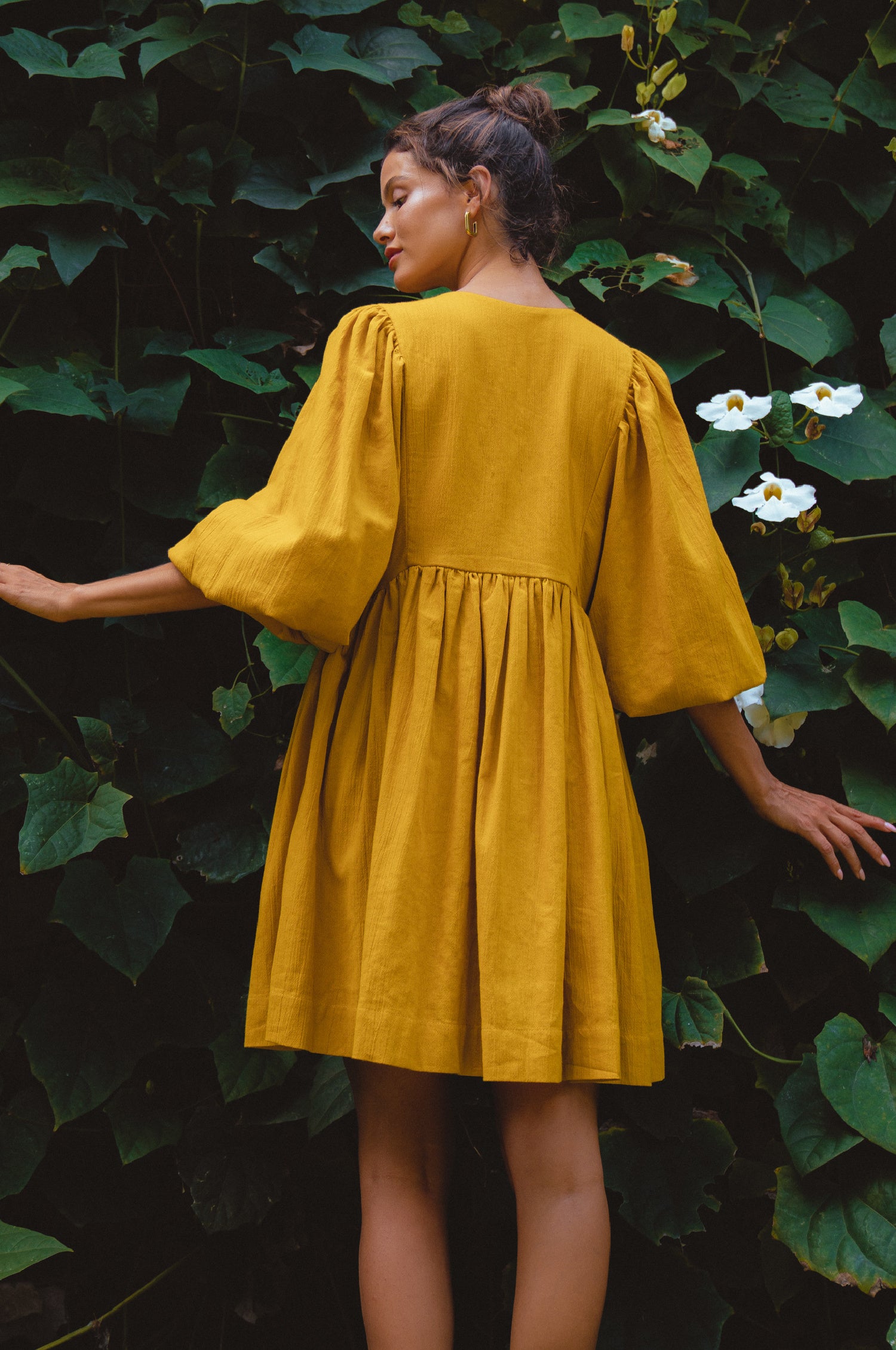Maribelle Baby Doll Linen Dress - Amber