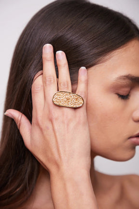 Element Adjustable Gold Statement Ring
