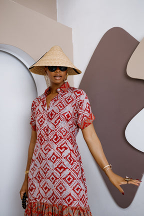 Ogbaluofu Kaftan Maxi Dress – Handmade Crepe Adire Elegance