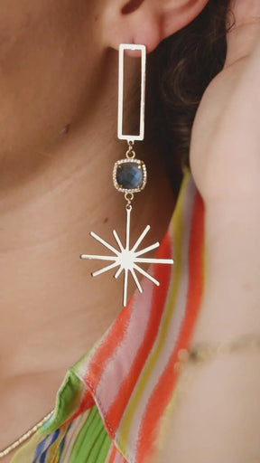 Topaz Celestial Radiance Sunburst Earrings