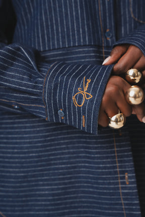 Denim Pinstripe TIA Button Up Shirt