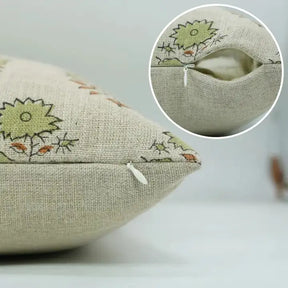 Decorative Block Print Thick Linen Table Pillow Cover- Mayra