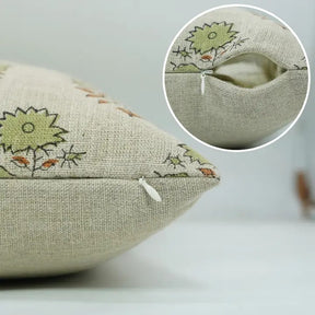 Decorative Block Print Thick Linen Table Pillow Cover- Mayra