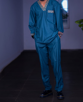 The Teal Royal Agbada-Inspired Set – The Àbísó Collection by MOVEK Fashion