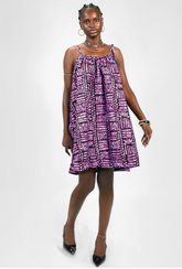 Ajah New Collection Drop2 - Gathered Spaghetti Strap Batik Mini Dress