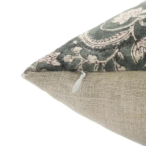 Hand Block Printed Thick Linen Room Pillow Cover - Kundanvan