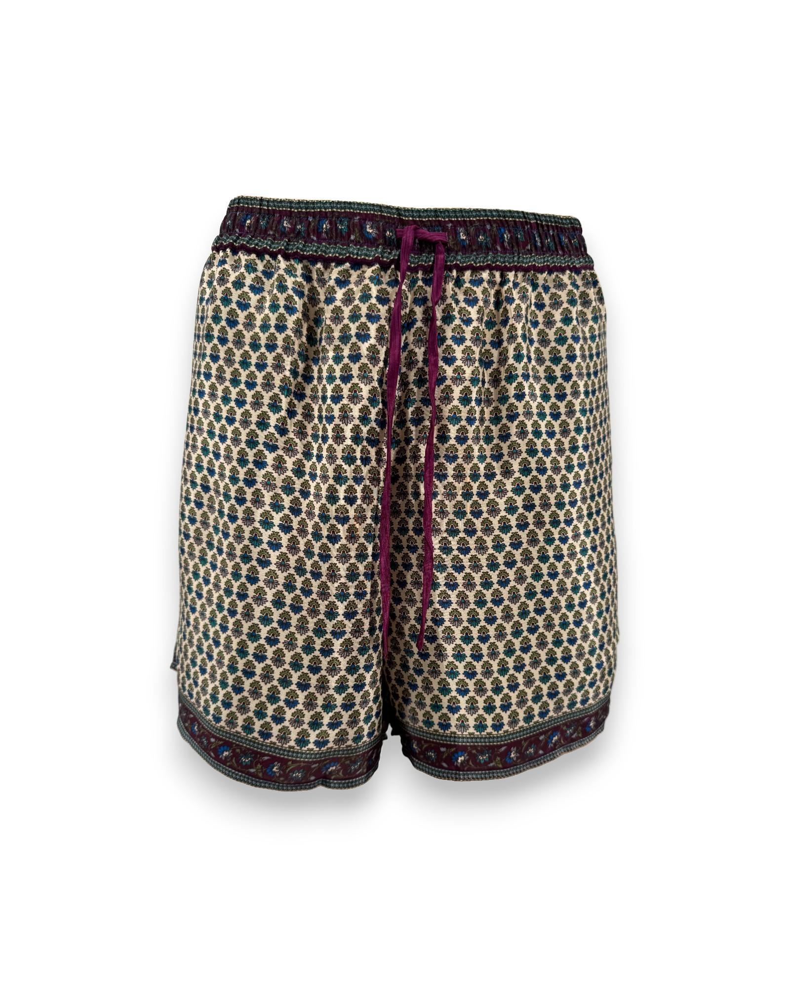 Embossed Botanical Crepe Shorts