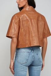 Romy Crop Faux Leather Moto Jacket