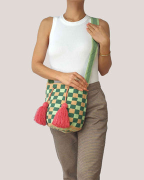 Green Checkered Wayuu Bag