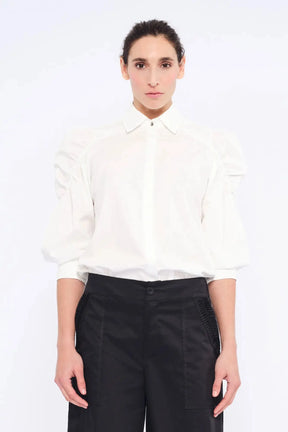 Bimba Puff Sleeve Stretch Cotton Blouse