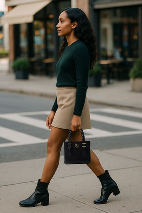 'Ruka' Black Boxy Tote With Gold Hardware