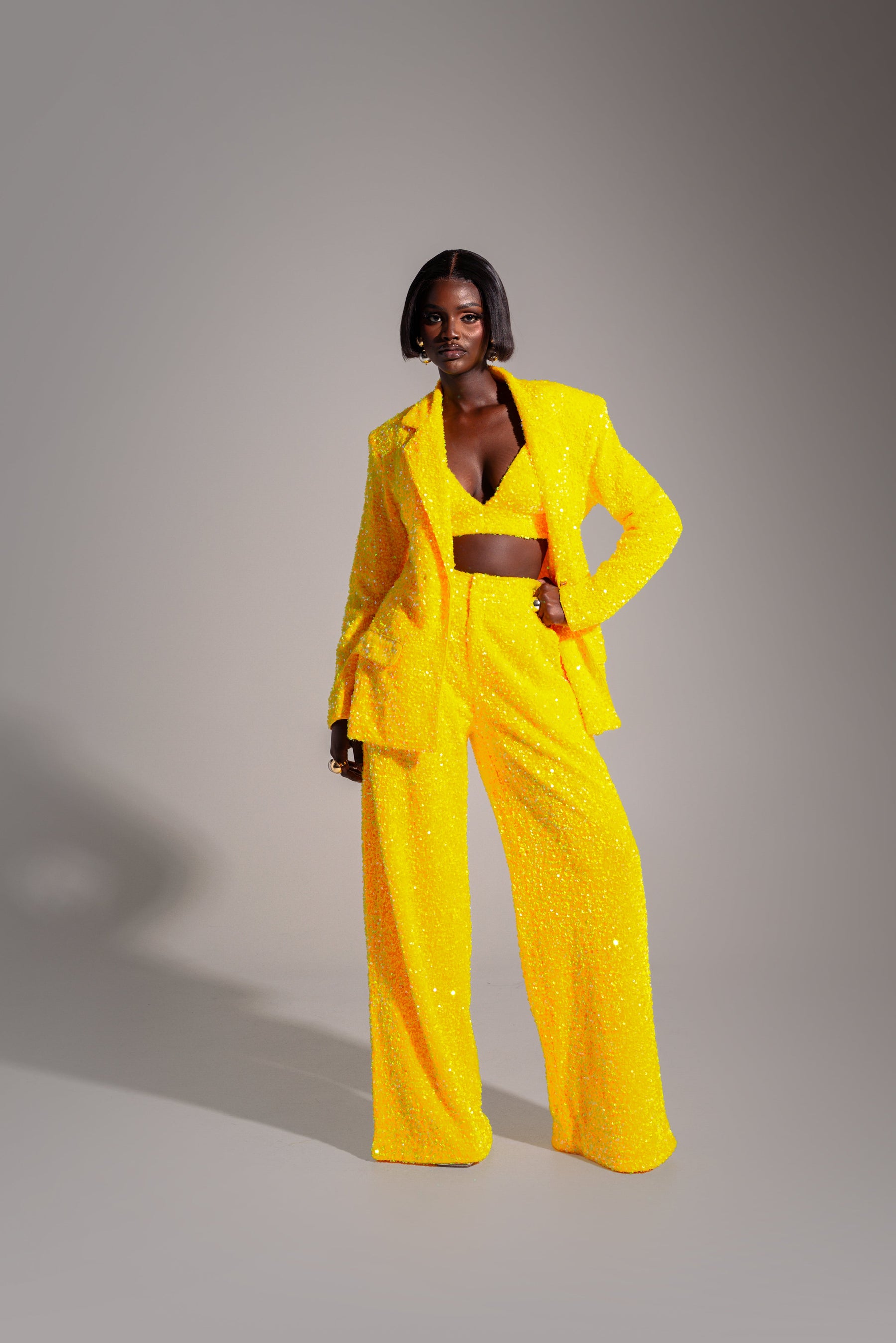 LIZA Sequin Bra Top in AMBER