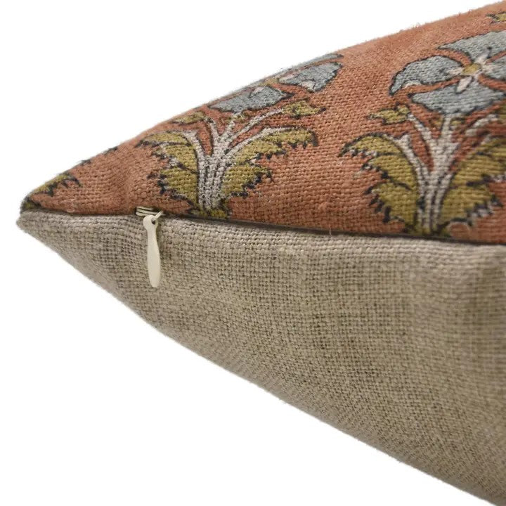 Decorative  Handmade Block Print Thick Linen Pillow Cover - Mor Mukut