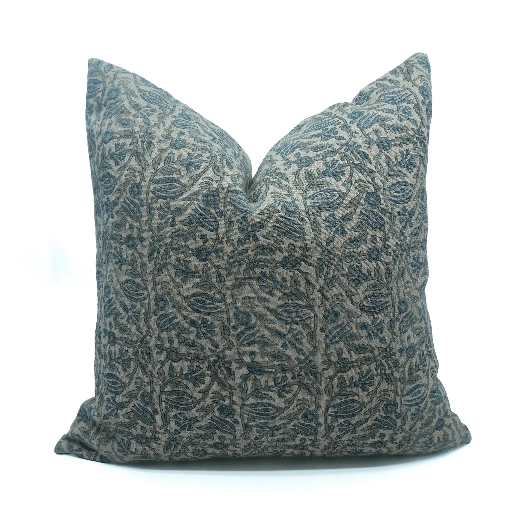 Floral Block Print Thick Linen Home Pillow Cover - Manjusha