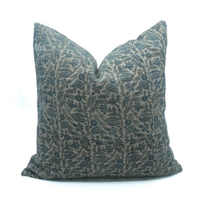 Floral Block Print Thick Linen Home Pillow Cover - Manjusha