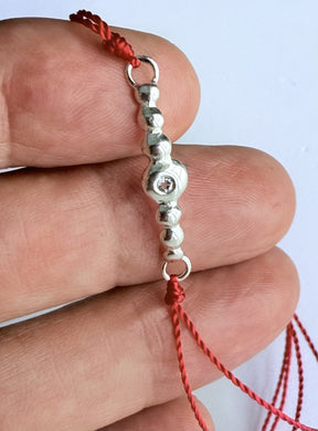 : /AH-MI/ Friendship & Travel Bracelet Sterling Silver Red Cord