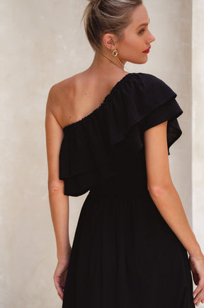 Guadalupe Ruffled Maxi Dress - Black