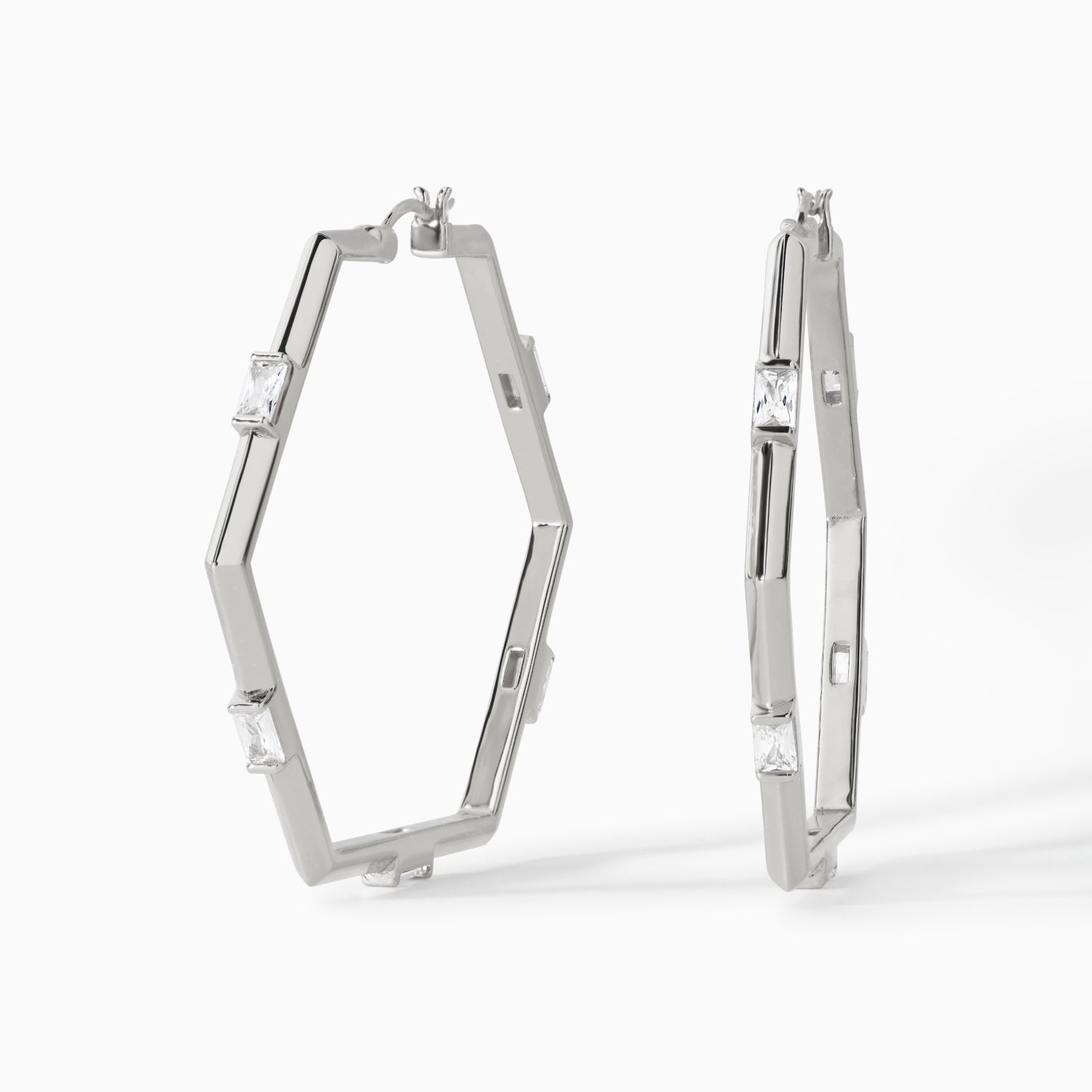 The Claire Hexagon Hoop Earrings - Large