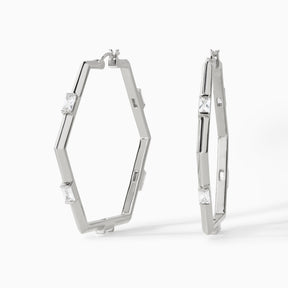 The Claire Hexagon Hoop Earrings - Large