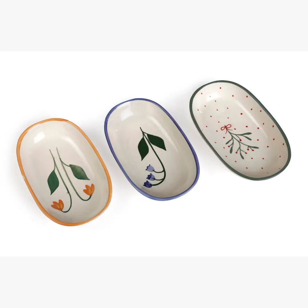 Handmade Ceramic Serving Bowl - Blue Bell , 1.5 x 8 x 4 Inches (Set of 2)