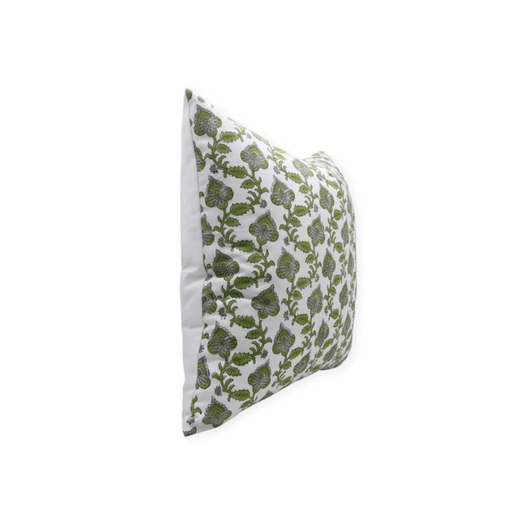 Classic Hand Made Block Print Thick Cotton White Pillow Cover - Madhubala