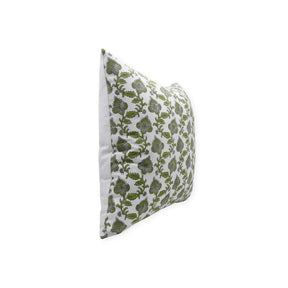 Classic Hand Made Block Print Thick Cotton White Pillow Cover - Madhubala