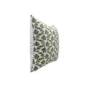 Classic Hand Made Block Print Thick Cotton White Pillow Cover - Madhubala