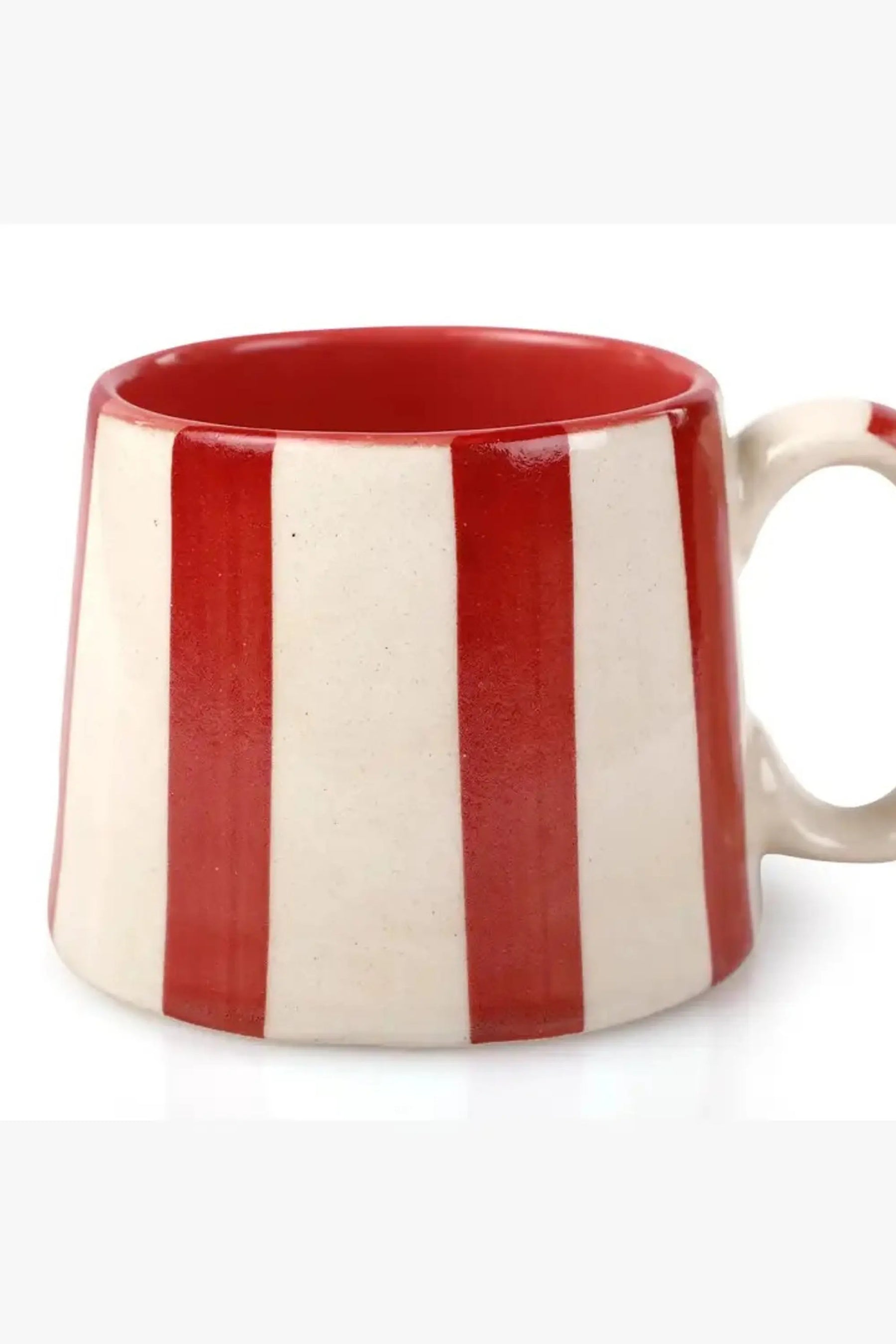 Ceramic Red Stripe Coffee Cup- 220ml (set Of 2)