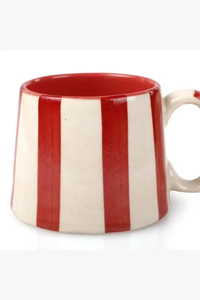 Ceramic Red Stripe Coffee Cup- 220ml (set Of 2)