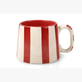 Ceramic Red Stripe Coffee Cup- 220ml (set Of 2)
